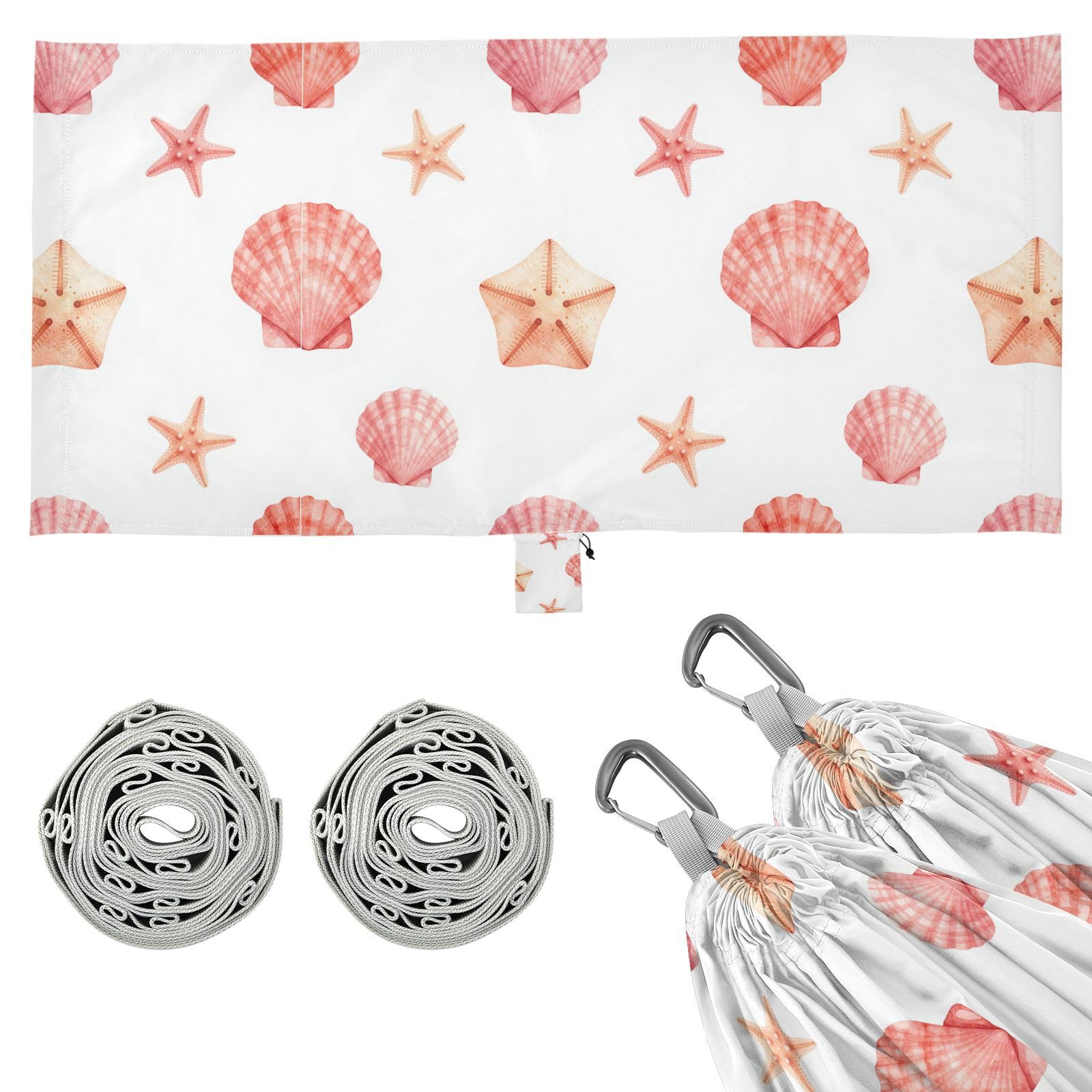 Coral Beachy Shells Hamacas plegables