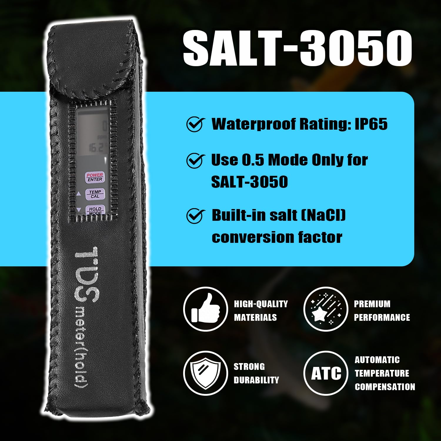 SALT-3050 Digital Salinity Tester, per Pool & Stagno Acqua Salata Tester, SALT3050 Salt 3050 Digital Salinity PPM Temperatura Tester