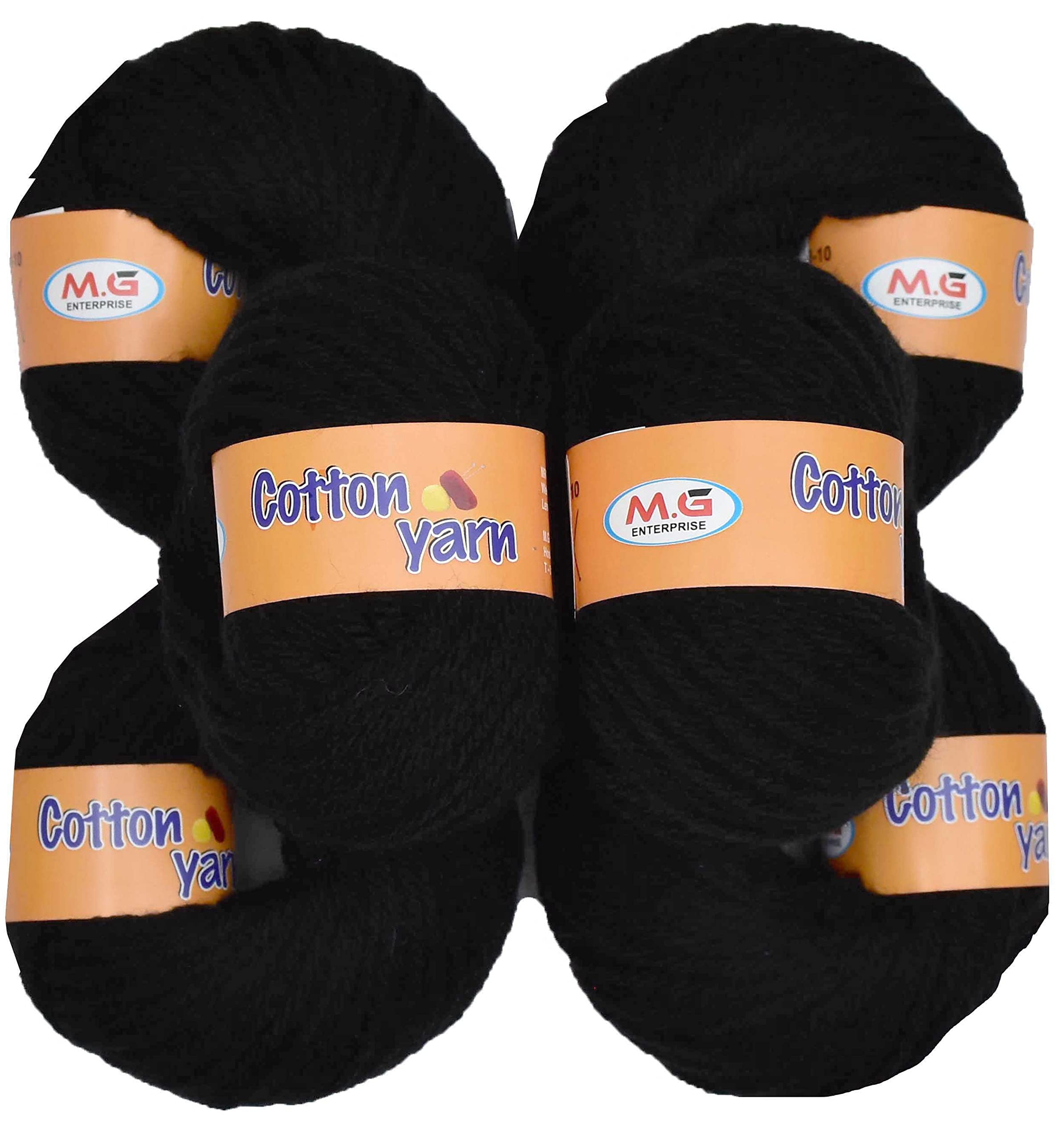 M.G ENTERPRISE Bigboos Black (600) Soft fingring Crocket Yarn