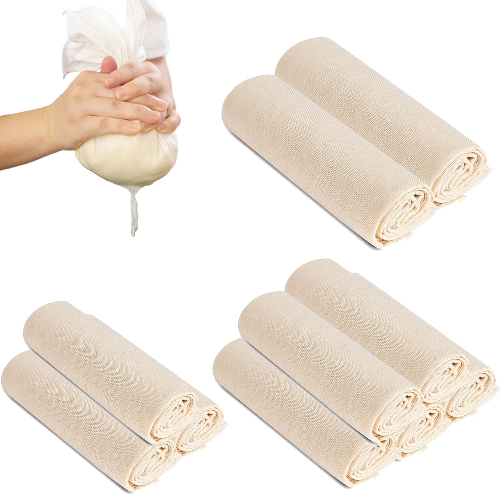 ADOCARN Panno Filtrante Garza Riutilizzabile per Cucina, Mussola Naturale Bianca 95x95 Cm, Panni da Cucina Multifunzione per Formaggio, Yogurt e Olio, Confezione da 3 Pezzi