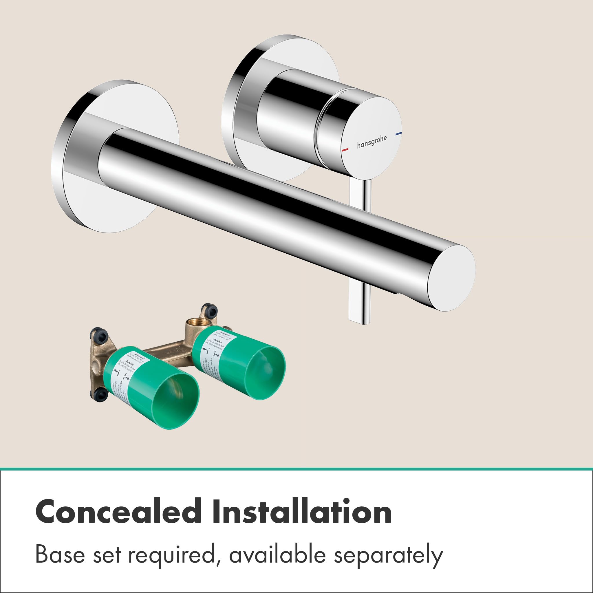 hansgrohe Zesis S - bateria umywalkowa podtynkowa do montażu na ścianie z zestawem odpływowym, kran łazienkowy z długością wylewki 19,4 cm, oszczędność wody (EcoSmart+), chrom, 74750000