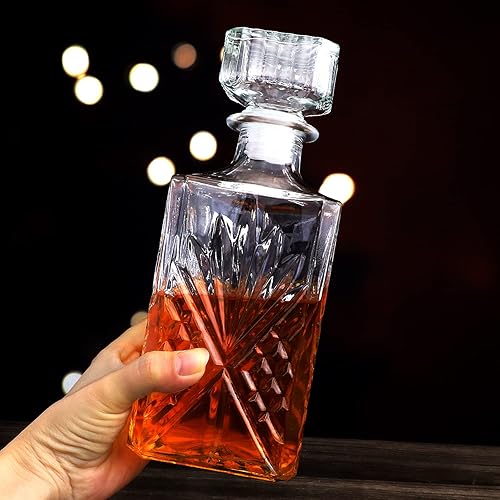 Miniatura 5 de Botella de vidrio, decantador de whisky de 31 onzas, delicado juego de decantadores para tequila, brandy, escocés y vodka, regalos, decoración de