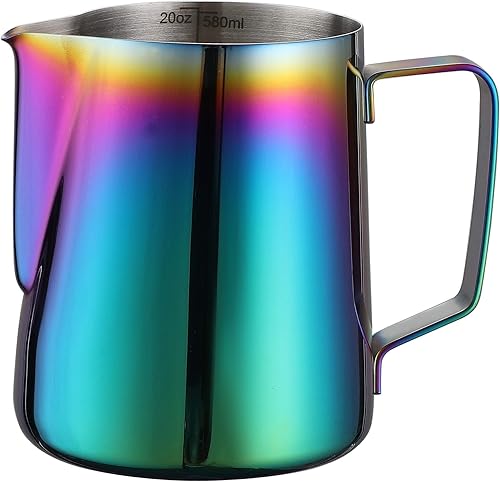 Joytata - Jarra de espuma de leche de acero inoxidable de 20 onzas, perfecta para arte con latte, cafetera de espresso, cafetera de acero inoxidable