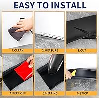 Vista 7 de Moldura flexible para zócalo, base de pared de vinilo autoadhesiva de 4 pulgadas, base de cala para despegar y pegar, base de pared de goma, moldura