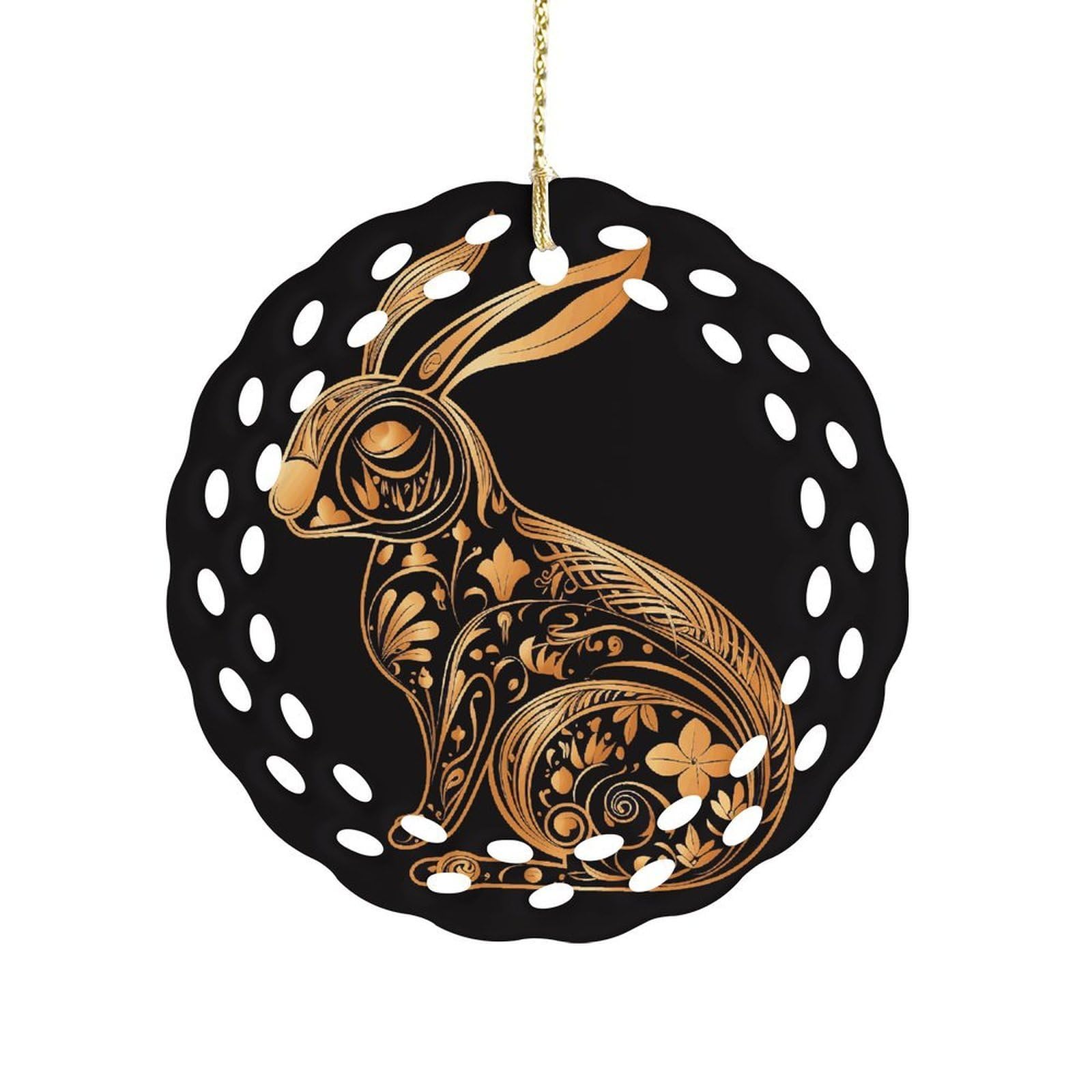 Wsoihfec Women's Style Rabbit Icon Hanging Ornament 3 Inch Round,1-Pack,Xmas Decor -Two-Sided Printed,Friend Ornament Gifts For Friends Coworker Sisters