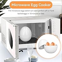 Vista 5 de Cocedor de huevos para microondas, huevos duros para microondas, 4 capacidades, caldera de vapor, escalfadora con tapa para cocinar herramientas