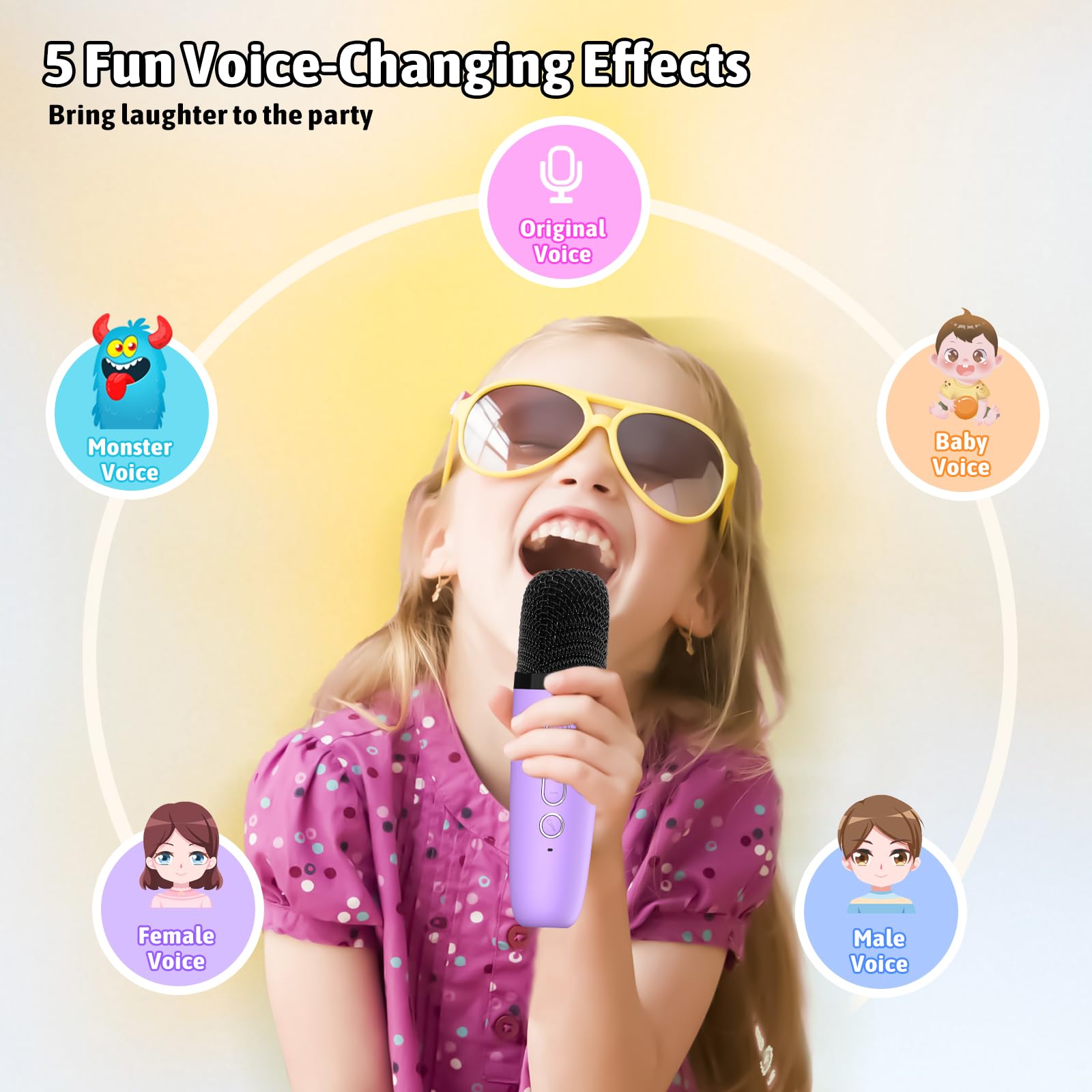 Máquina de micrófono de karaoke para niños y adultos, mini altavoz Bluetooth portátil con micrófono inalámbrico, regalos de cumpleaños de Navidad para niños y niñas de 3, 4, 5, 6, 7, 8, 9, 4