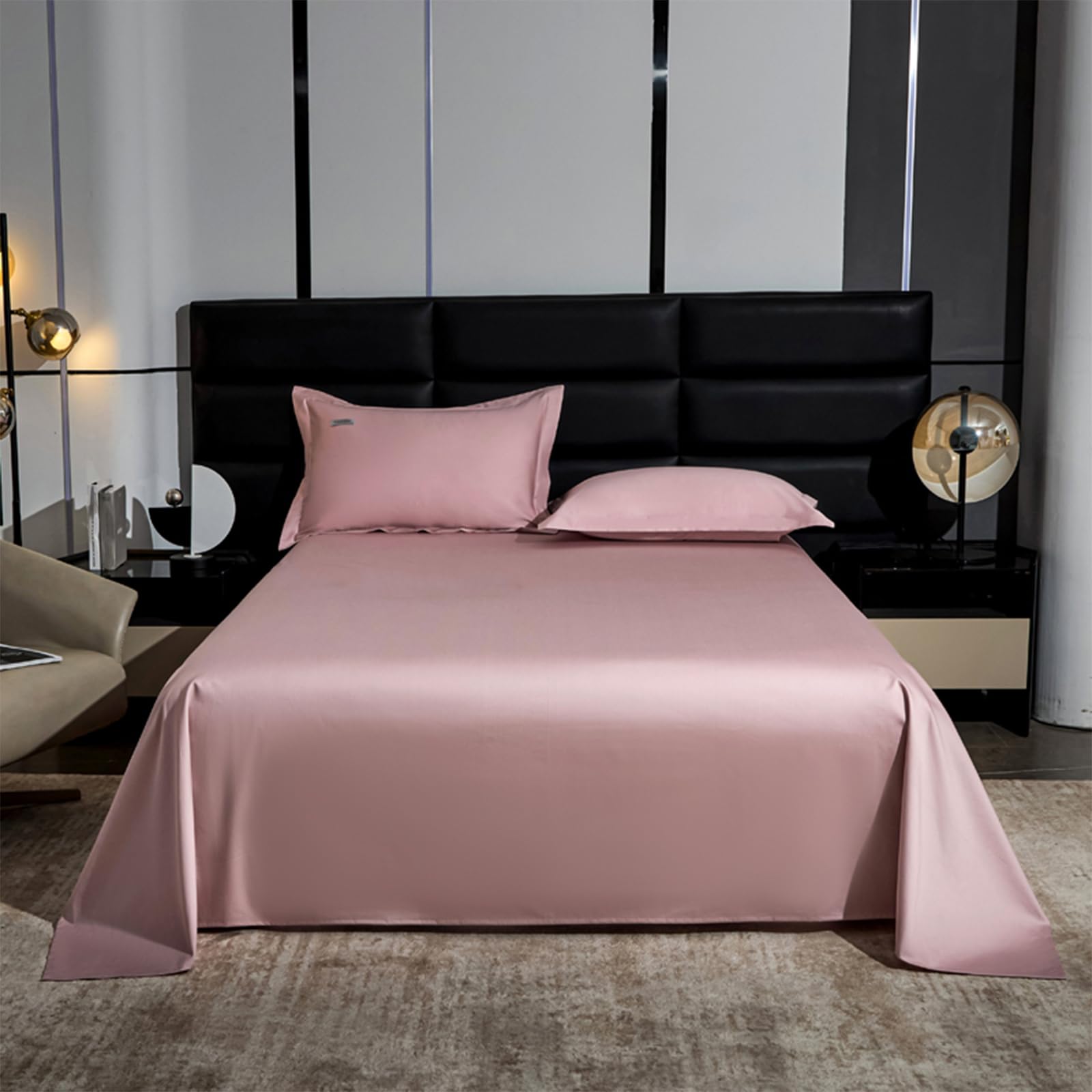 Bettlaken 250x270cm Extra großes Bettlaken | Baumwolle,Rosa,Einfarbig,Ganzjahres,Strapazierfähiges,mit 2 x Kissenbezug von 50 x 75 cm
