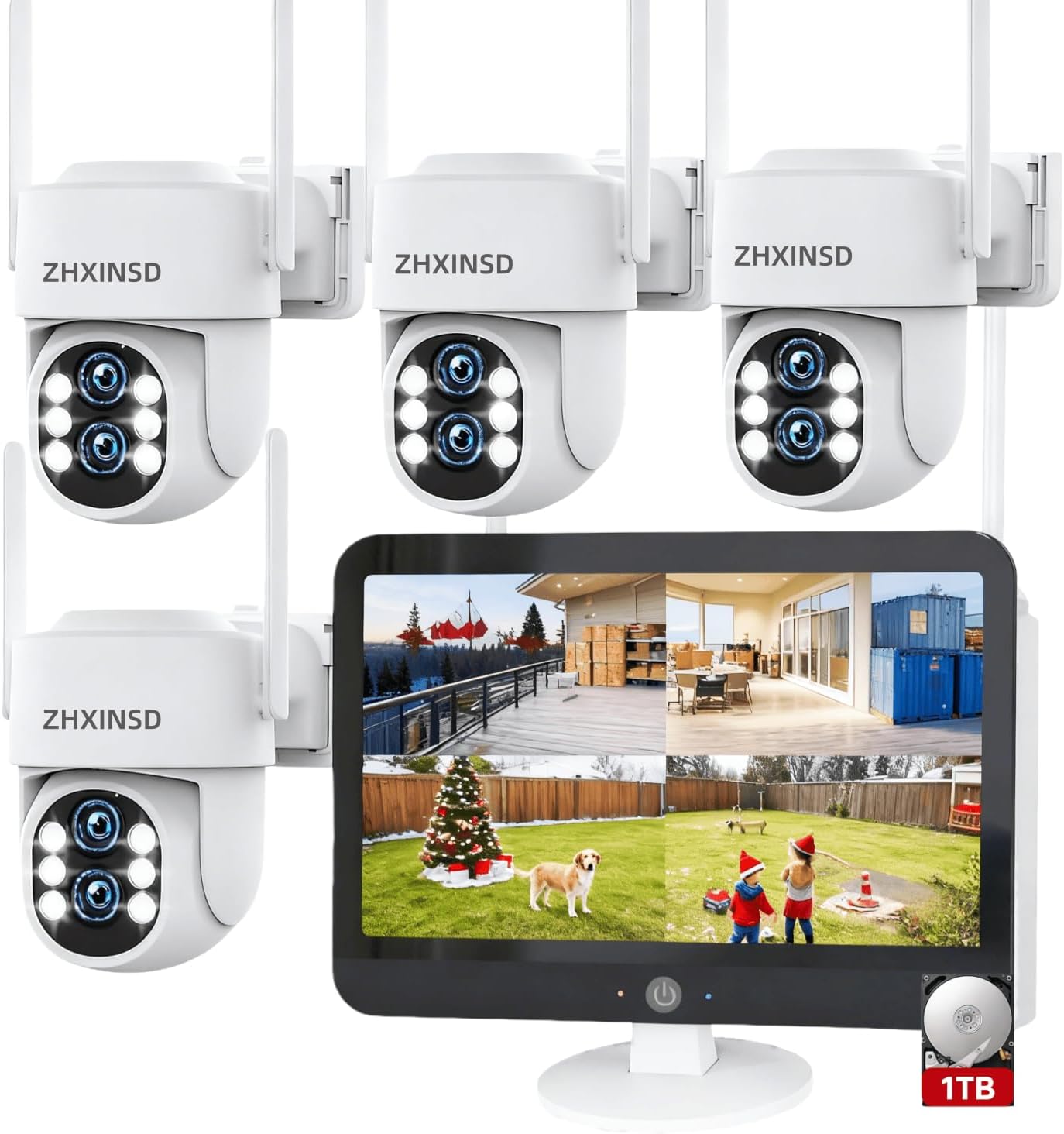 Security Camera System Outdoor Wireless for Home, ZHXINSD Dual Lens 6MP ...
