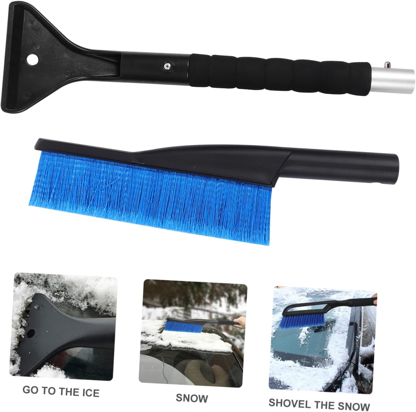 Kisangel Snow Removal Tool Ice Scraper and Snow Brush for Plastic Comfortable Grip for Weather
