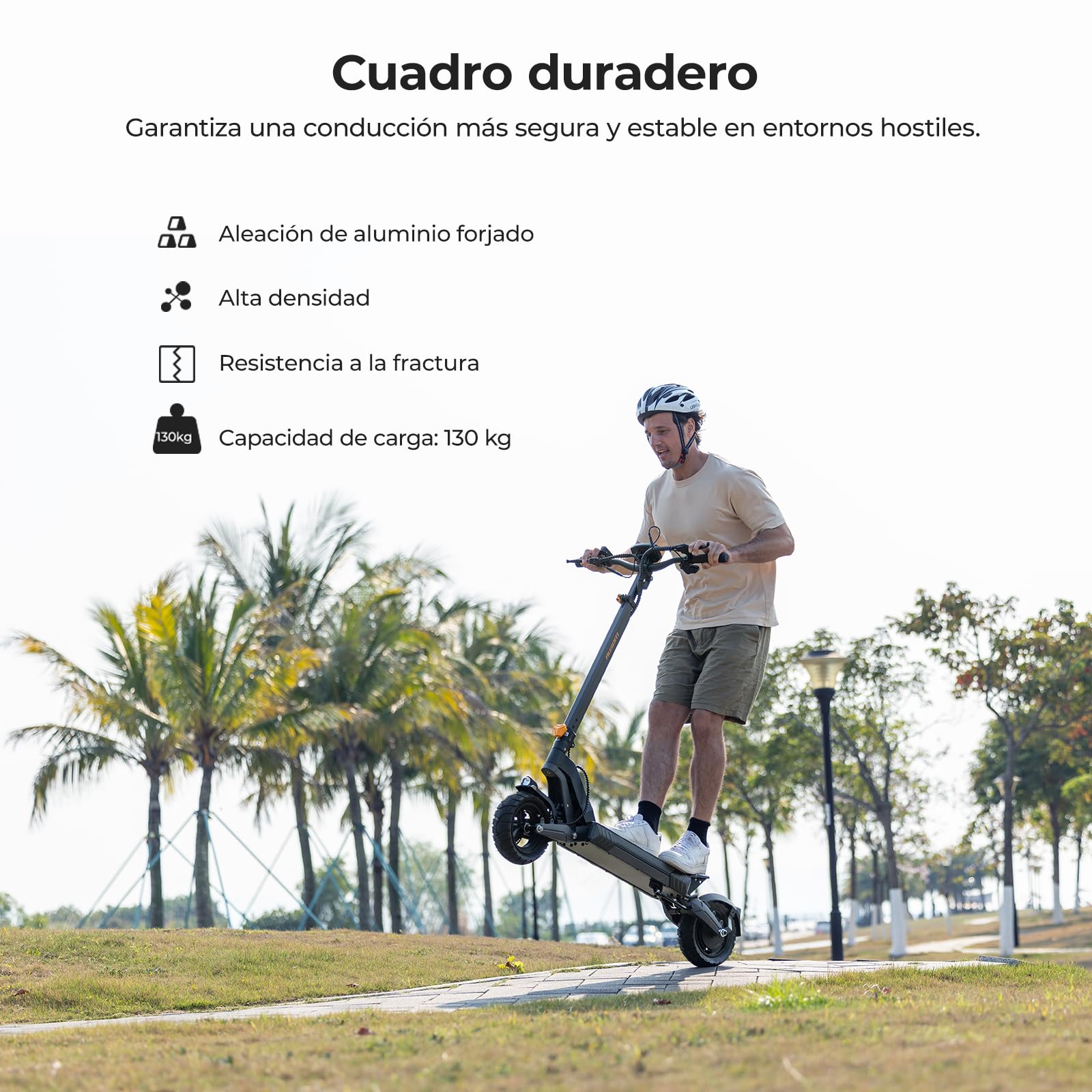 Patinete Eléctrico Ausom L2 de 10 Pulgadas con batería de 48 V y 15,6 Ah, 70 km de autonomía, E-ABS + Frenos de Disco, protección antirrobo NFC, Aventuras y desplazamientos urbanos (Motor único)