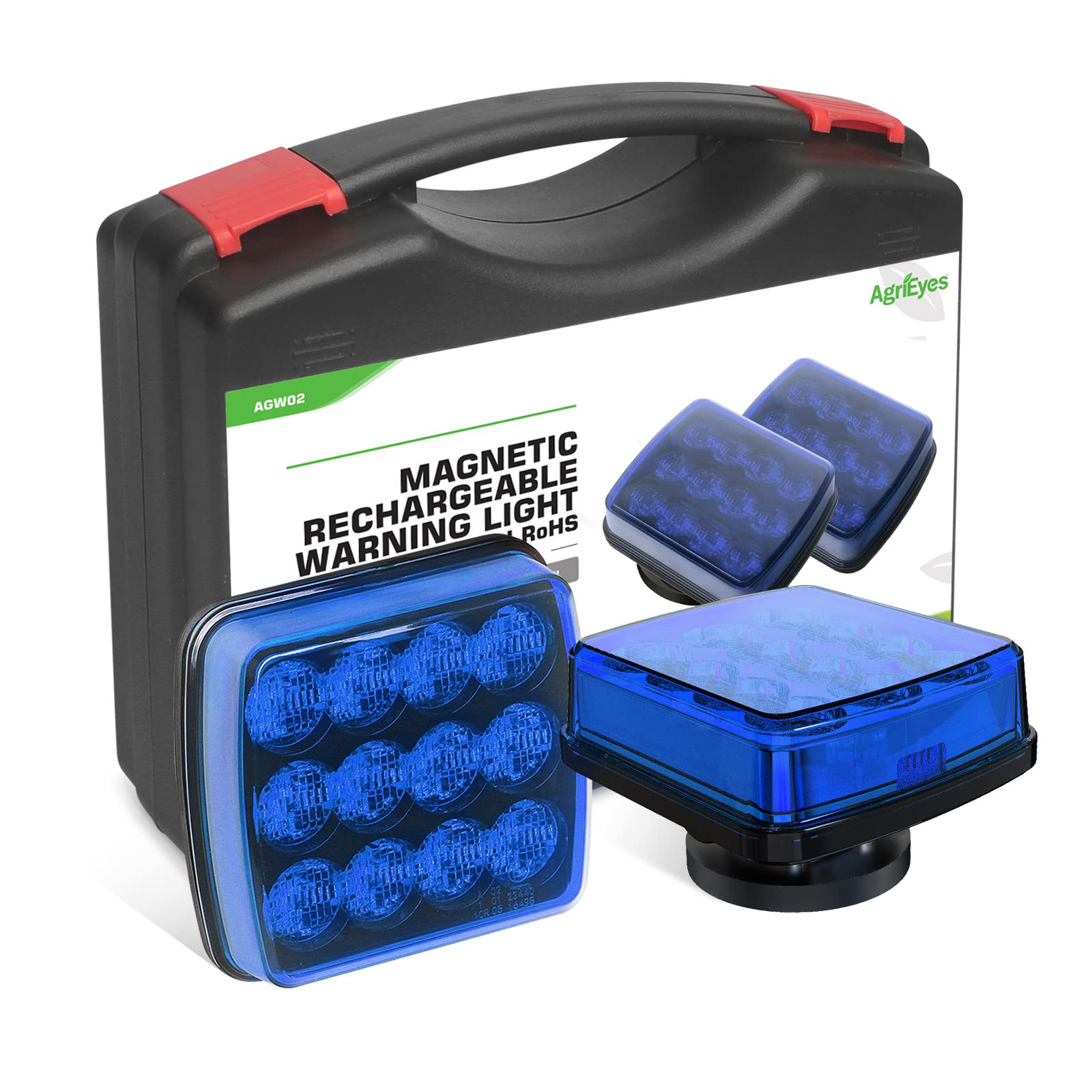 Agrieyes W02 Magnetic Flashing Lights, Wireless Strobe Lights, Blue