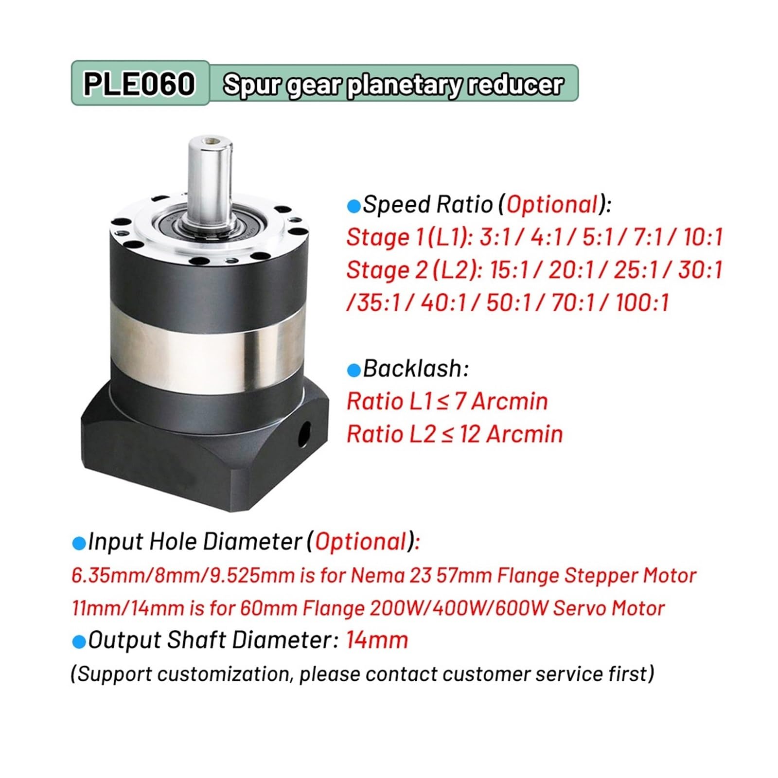 Reductor planetario PLE60 caja reductora para servomotor