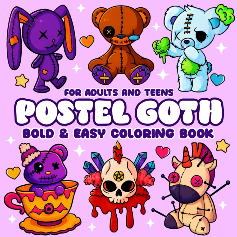 Bold and Easy Pastel Goth Coloring Book: 50 Fun and Simple Large Print Creepy Cute Pastel Goth Designs Coloring Pages for Adults and Teens to Stress ... Coloring Book) (Bold and Easy Coloring Books)