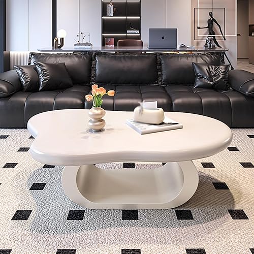 Miniatura 6 de Mesas de centro modernas de nube para sala de estar, mesa de centro para sala moderna, mesa auxiliar irregular estilo crema con patas curvas, mesa