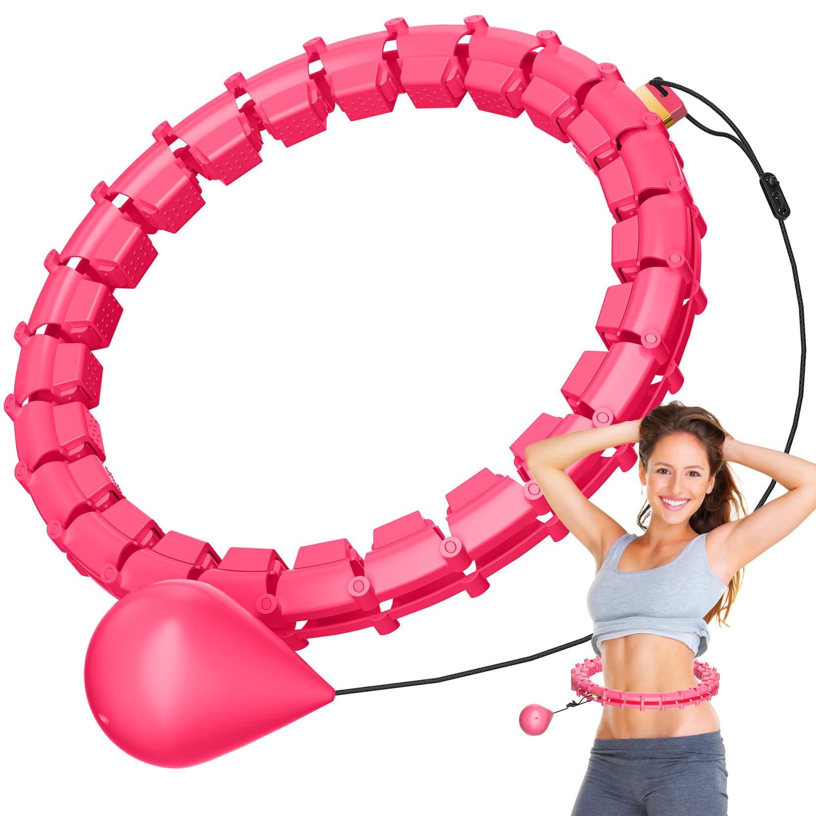 Hula Circle Hoops - Cerchi per adulti per perdere peso, Infinity Fitness Hoop Plus Size 165 pollici, 32 maglie staccabili, cerchio per esercizi adatto per donne e principianti