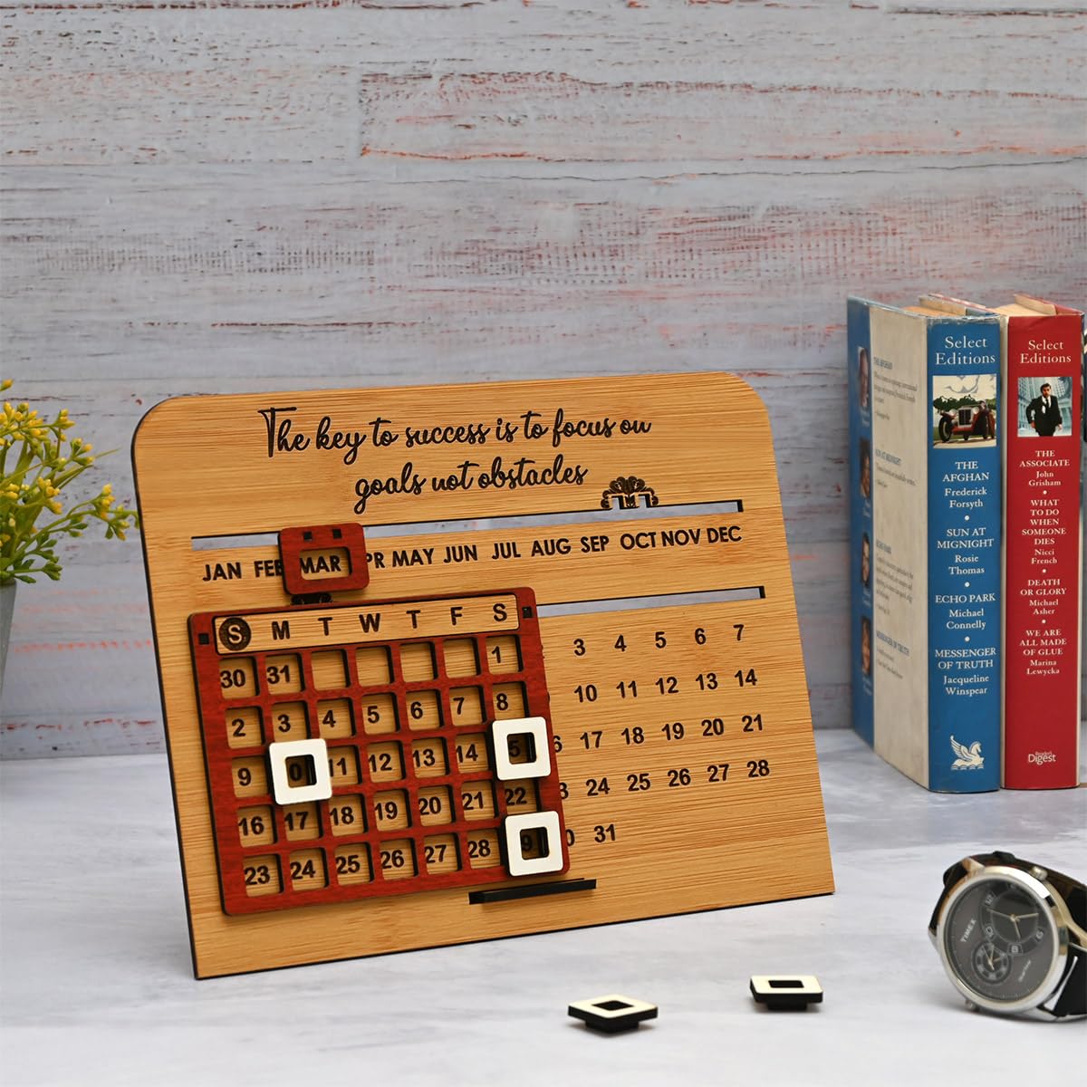 Gift Kya De Wooden Lifetime Infinite Desk Calendar 2026 | Motivational Quote 3D Table Calendar for Office & Home | New Year Gift, Corporate Gift Calendar | Desk Decor (Key) Gift Kya De Wooden Lifetime Infinite Desk Calendar 2026 | Motivational Quote 3D Table Calendar for Office & Home | New Year Gift, Corporate Gift Calendar | Desk Decor (Key)