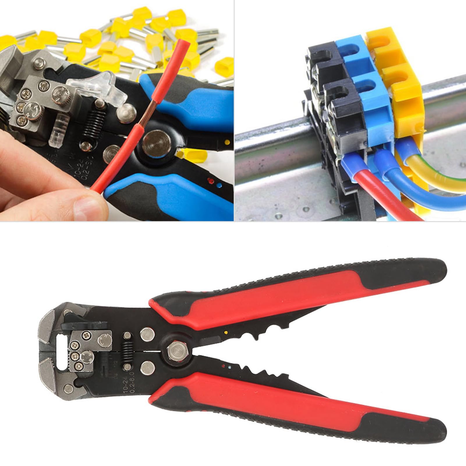 Set di pinze spelafili e crimpatrici per fili di acciaio legato in acciaio al carbonio di alta qualità con 5 teste intercambiabili per elettricisti professionisti e progett