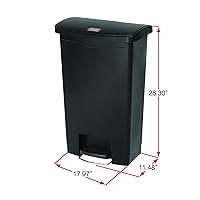 Vista 2 de Rubbermaid Commercial Products - Bote de basura Streamline Slim con pedal Papelera de plástico, 13 galones (50 litros), color negro, con tapa