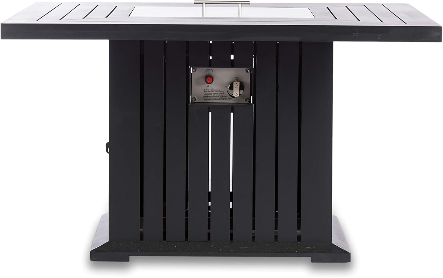 43" Classic Black Square Outdoor Propane Fire Pit Table, Easy to Operate Electrical Ignition - Fire Glass, Lid, and Cover Included