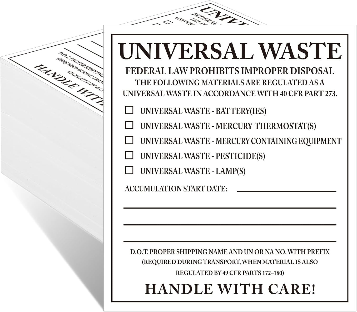 100 Pcs Universal Waste Labels - 4 x 4.5 Inch PVC-Free Film Hazardous Waste Labels Vinyl Material for Industrial Workplace, Factories, and Warehousing Environments