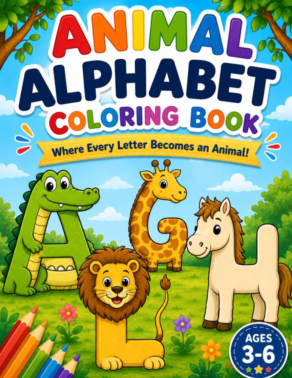 Animal Alphabet Coloring Book: Where Every Letter Becomes an Animal!