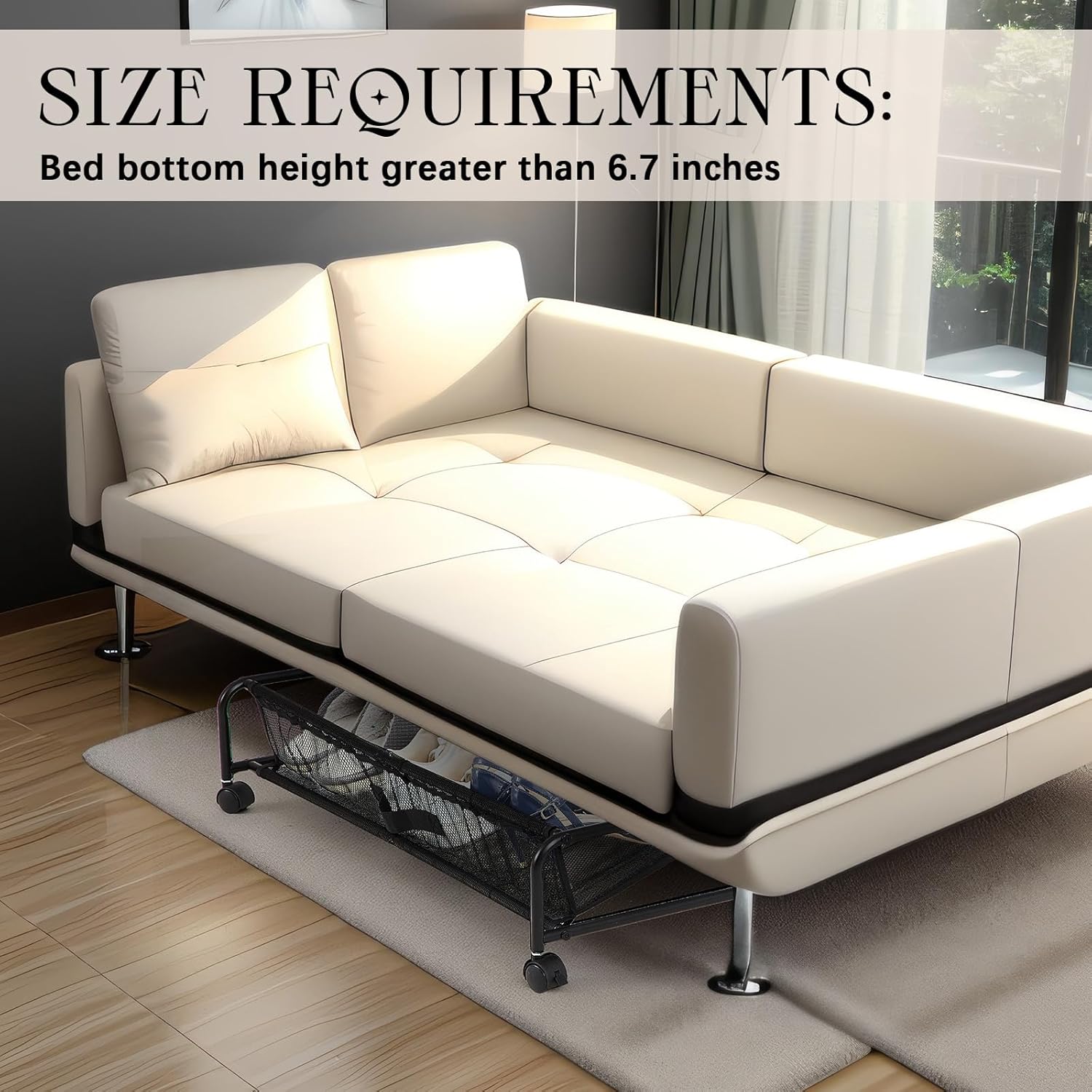 3 Packs Under Bed Shoe Storage Organizers with Wheels Large Rolling Under bed Metal Shoe Drawers Assembly for House Bedroom Apartment Sofa Drawer Organization Storage Space Saving