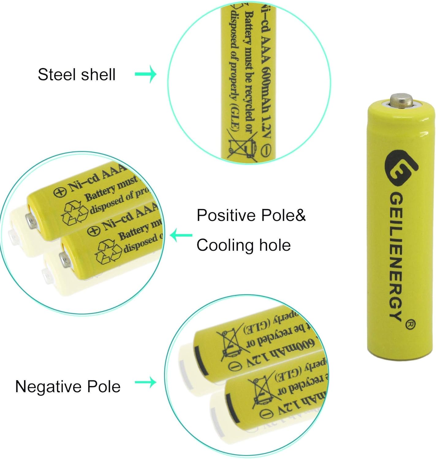 GEILIENERGY 12 Pack NiMH AA Rechargeable Batteries with 8 Pack NiCd AAA Rechargeable Batteries for Solar Lights