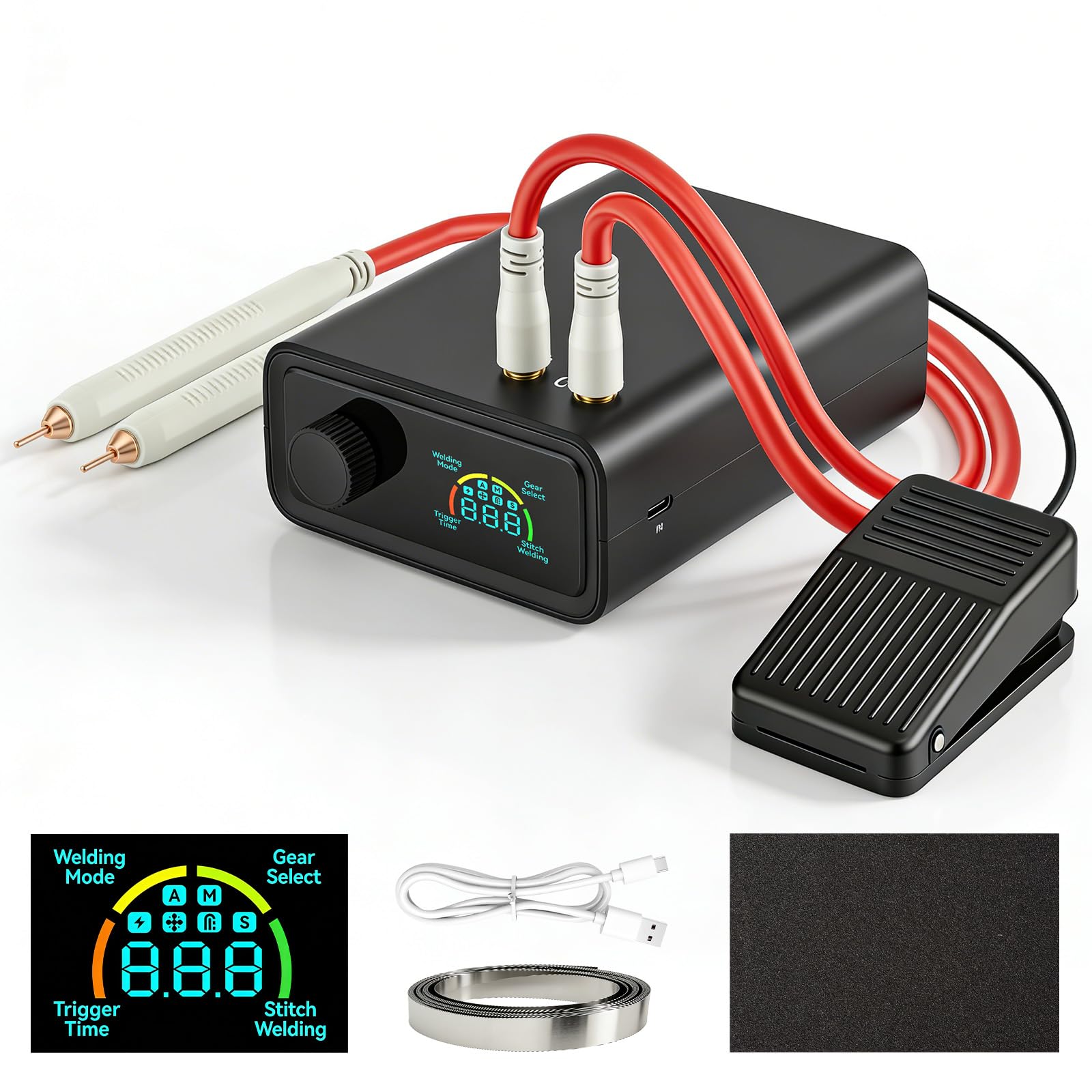 Punktschweißgerät für Akkus 11.3KW, Hochleistungs Spot Welder mit Automatik & Manuell Modus, Akku Schweißgerät für 18650 Akkupacks, Nickelband 0.1-0.3mm, DIY Batterie-Pack Herstellung