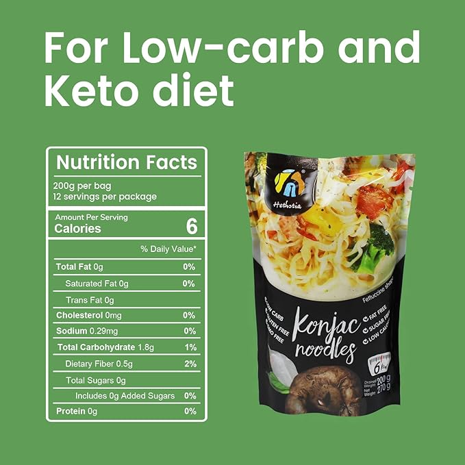 Pack de 12 Fideos Shirataki Hethstia Keto Fettuccine Sin Gluten miniatura 3
