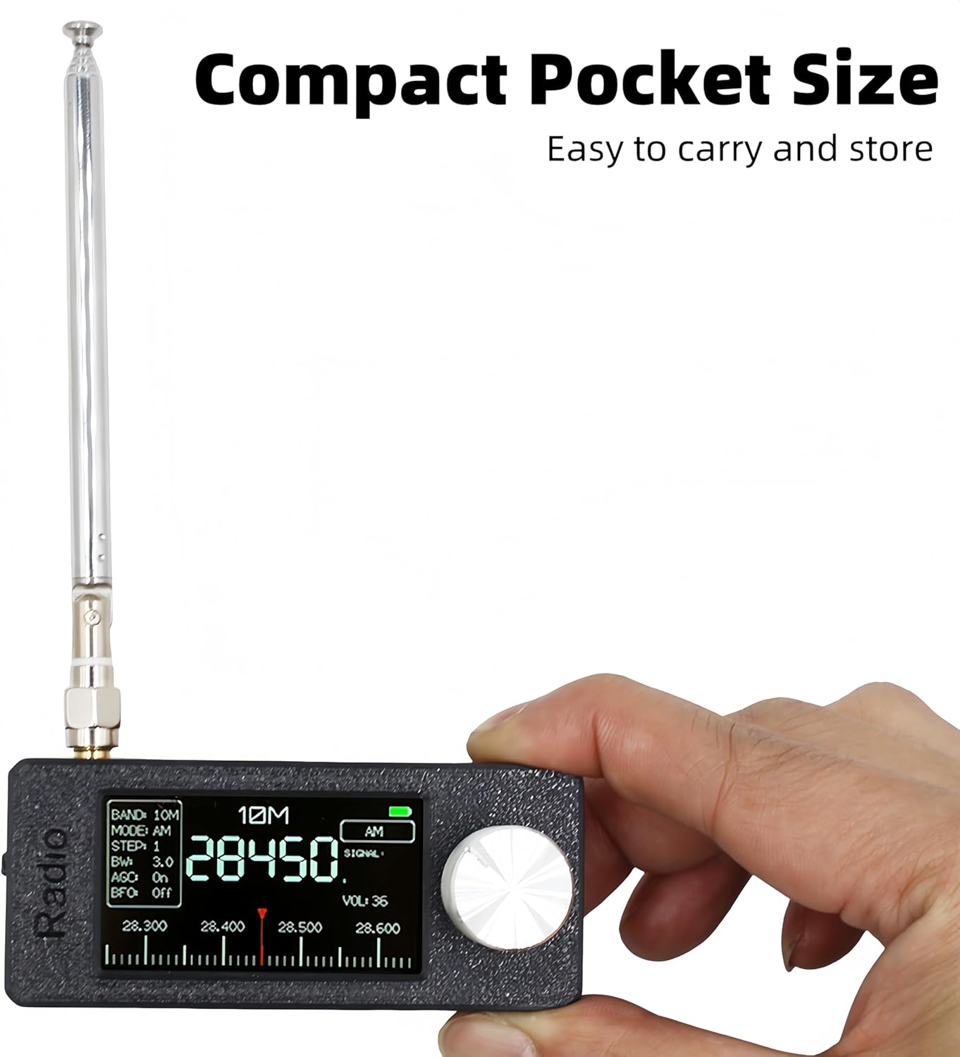 Si4732 Mini Radio, Portable 0.5-108MHz Shortwave Radio Receiver, AM/FM/LSB/USB Full Band Pocket Radios, with 1.9 Inch IPS Color Screen, Built-in Loop Antenna & Headphone Amplifier