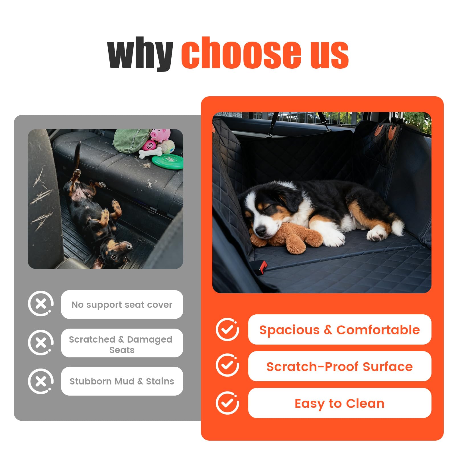 Egles Dog Car Seat Cover for Back Seat, Back Seat Extender for Dogs with Hard Bottom - New Non-Slip, Waterproof, Scratch Resistant, Portable Dog Hammock, Suitable for Cars, SUVs and Trucks - image 5