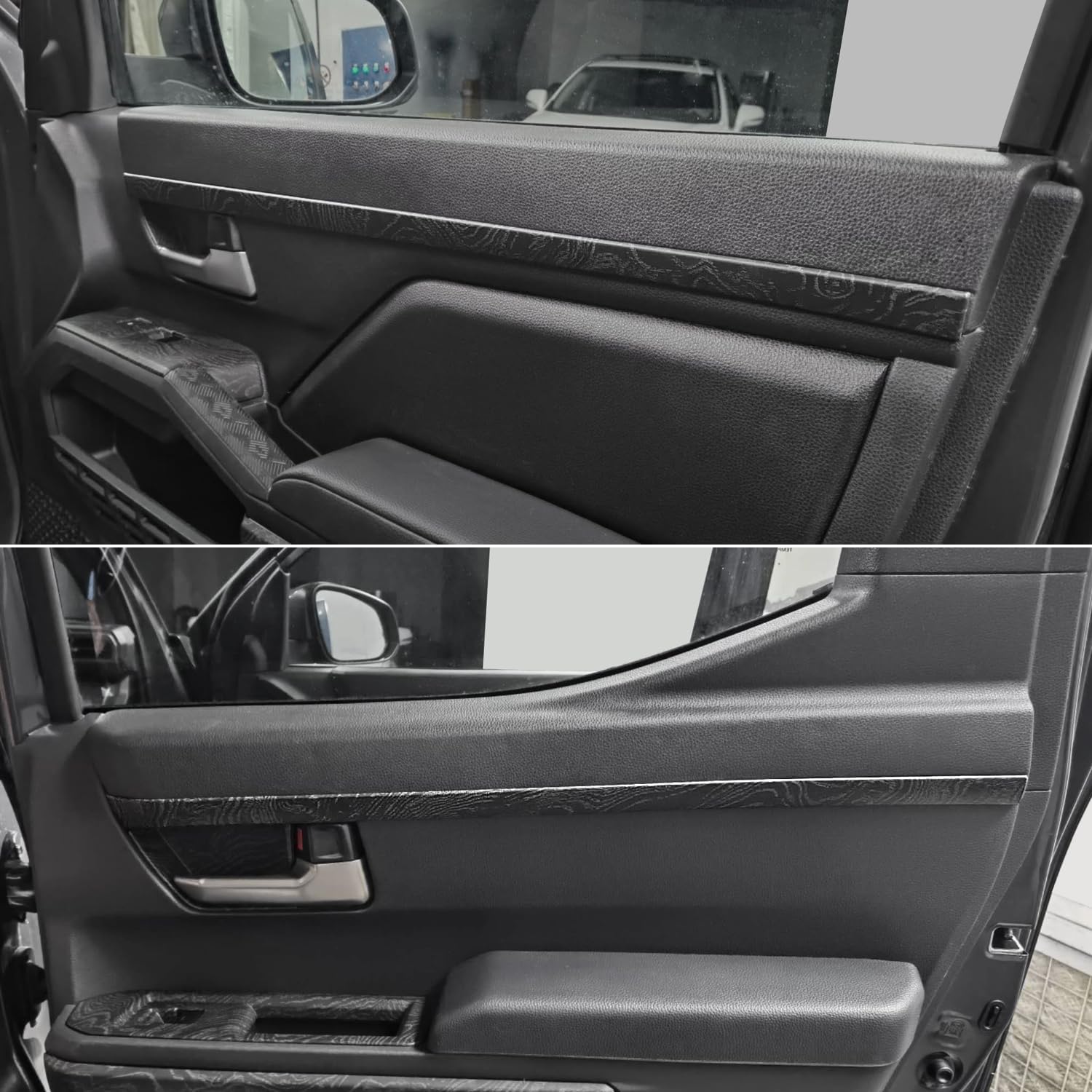 for Toyota Tacoma 2024-2025 Black Wood Grain Inner Door Panel Strip Trim 4pcs Car Accessories