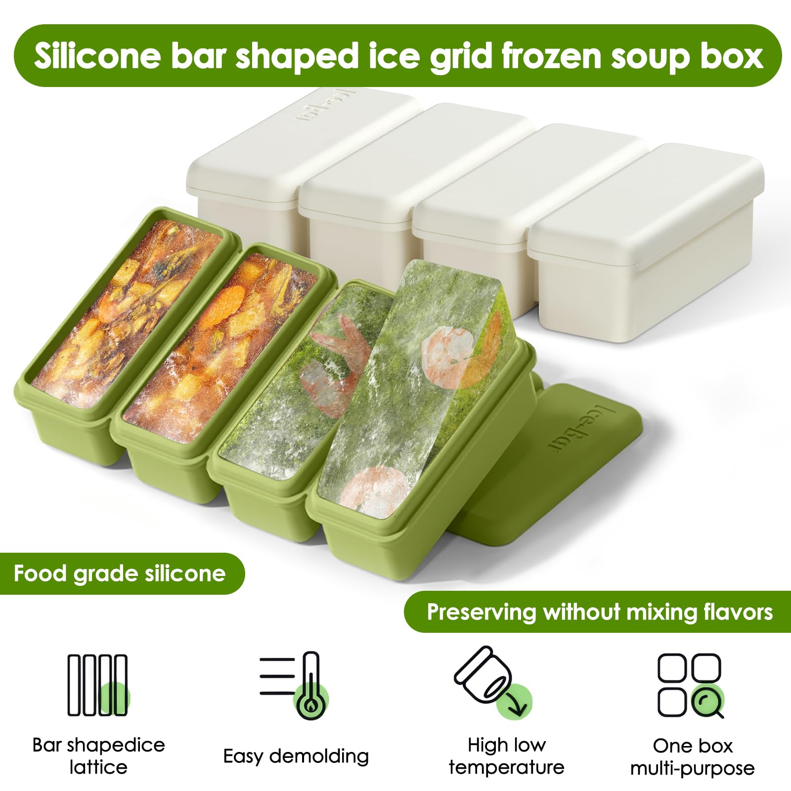 Plateau De Congélation Silicone Avec Couvercle - Moule à Glaçons Ou Portions Soupe, Bleu Lac Bac A Glacon Plateau De Congélation Silicone Avec Couvercle - Moule à Glaçons Ou Portions Soupe, Bleu Lac Bac A Glacon