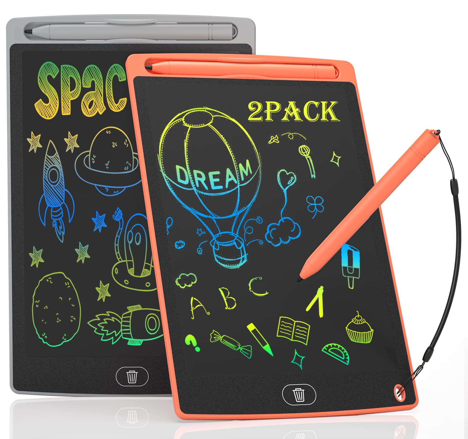 LCD Writing Tablet for Kids, 2 Pack 8.5 Inch Colorful Doodle Board Drawing Pad for Kids, Drawing Tablet Girls Toys Age 6-8, Educational Kids Toy, Birthday Gift for 3 4 5 6 7 8 Years Old Girl Boy Toys