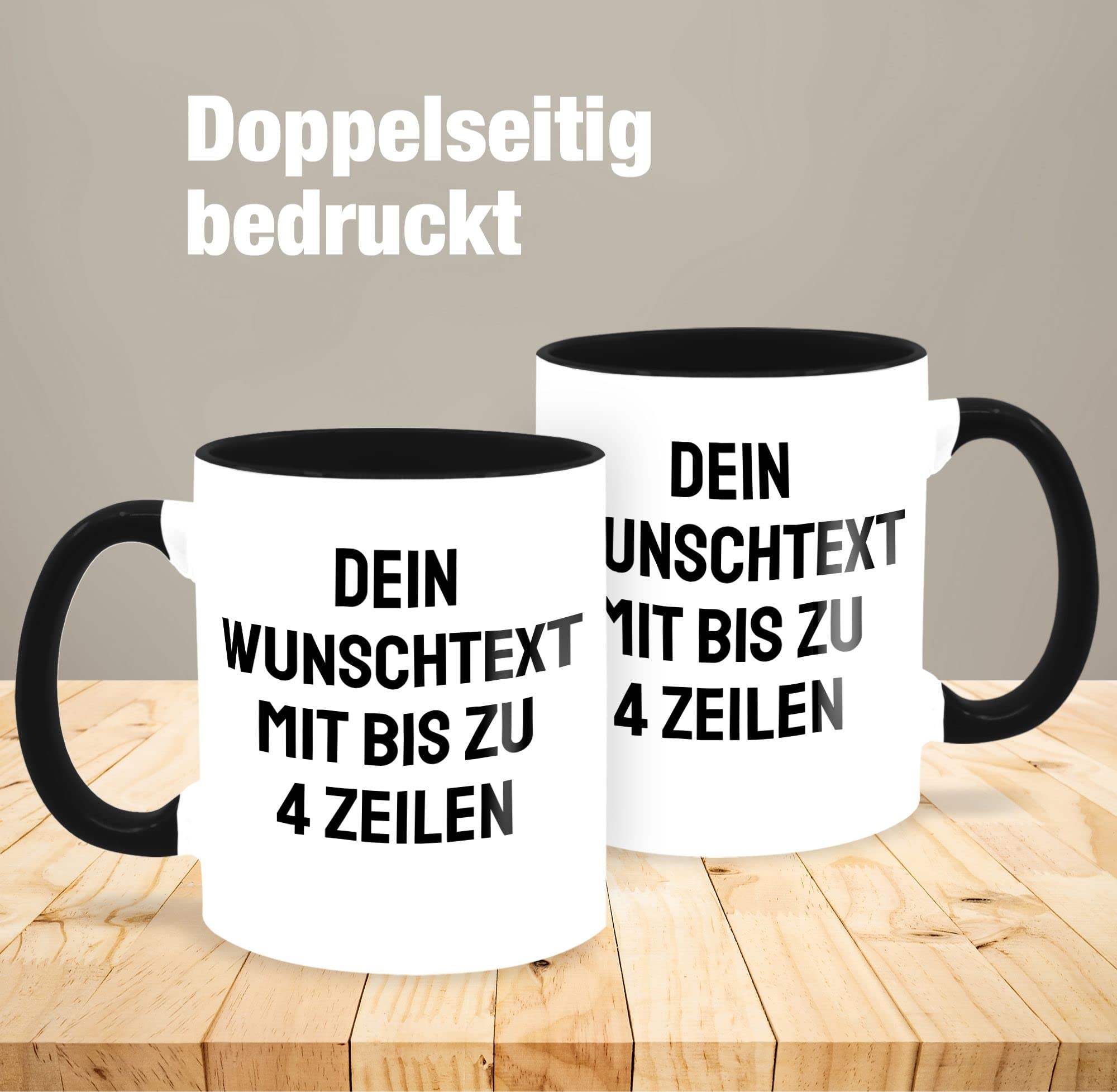 Tasse Tassen 325ml - Aufdruck selbst gestalten - Wunschtext I Eigener Text I Personalisierter Text I Custom Text - 325 ml - Schwarz - namenstassen paartassen personalisierte name glühweintassen