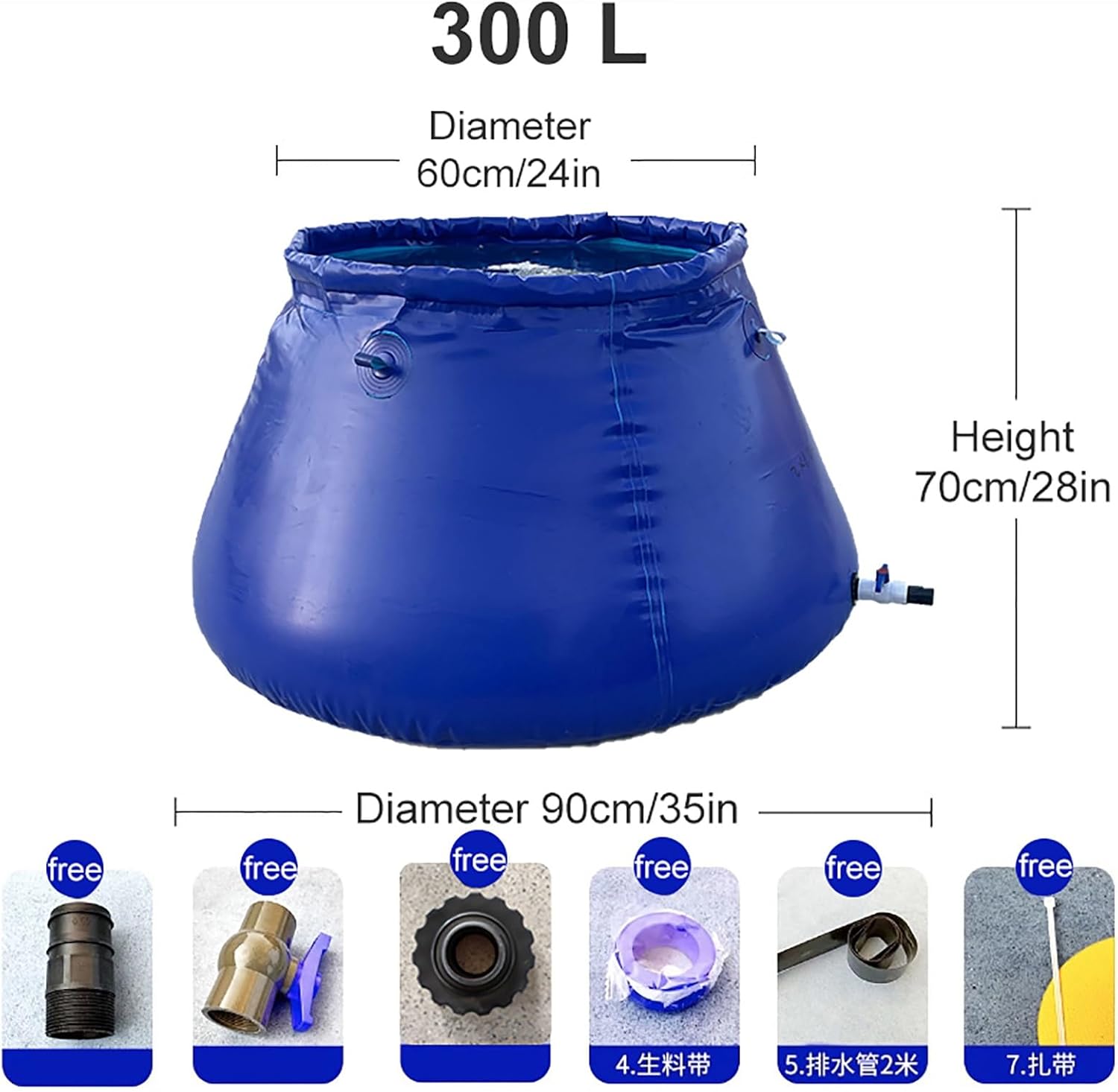 Collapsible Water Storage Tank Kit - Rainwater Collection Barrel & Rain Catcher (Blue, 0.9x0.6x0.7m / 3x2x2.3ft) - Portable, Durable, Eco-Friendly Solution for Efficient Water Conservation