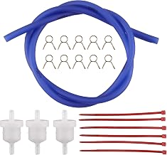 GOOFIT 4mm Inner Diameter Fuel Hose Line with Gas Filter Spring Clips Replacement for Universal ATV Motorcycle Dirt Bike Moped Pocket Bike Go Kart(Blue)