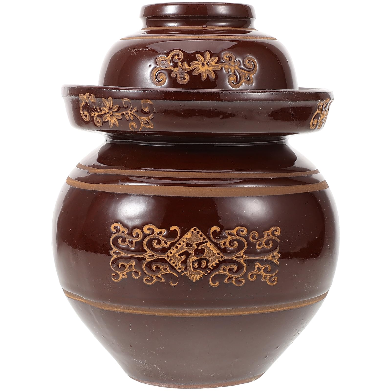 CANIGHT 1satz Traditioneller Behälter Keramik Gemüsefermentierglas mit Dicht Schließendem Deckel Altmodisches Einmachglas für Kimchi und Sauergemüse Luftdichte Vorratsdose für Haushalt
