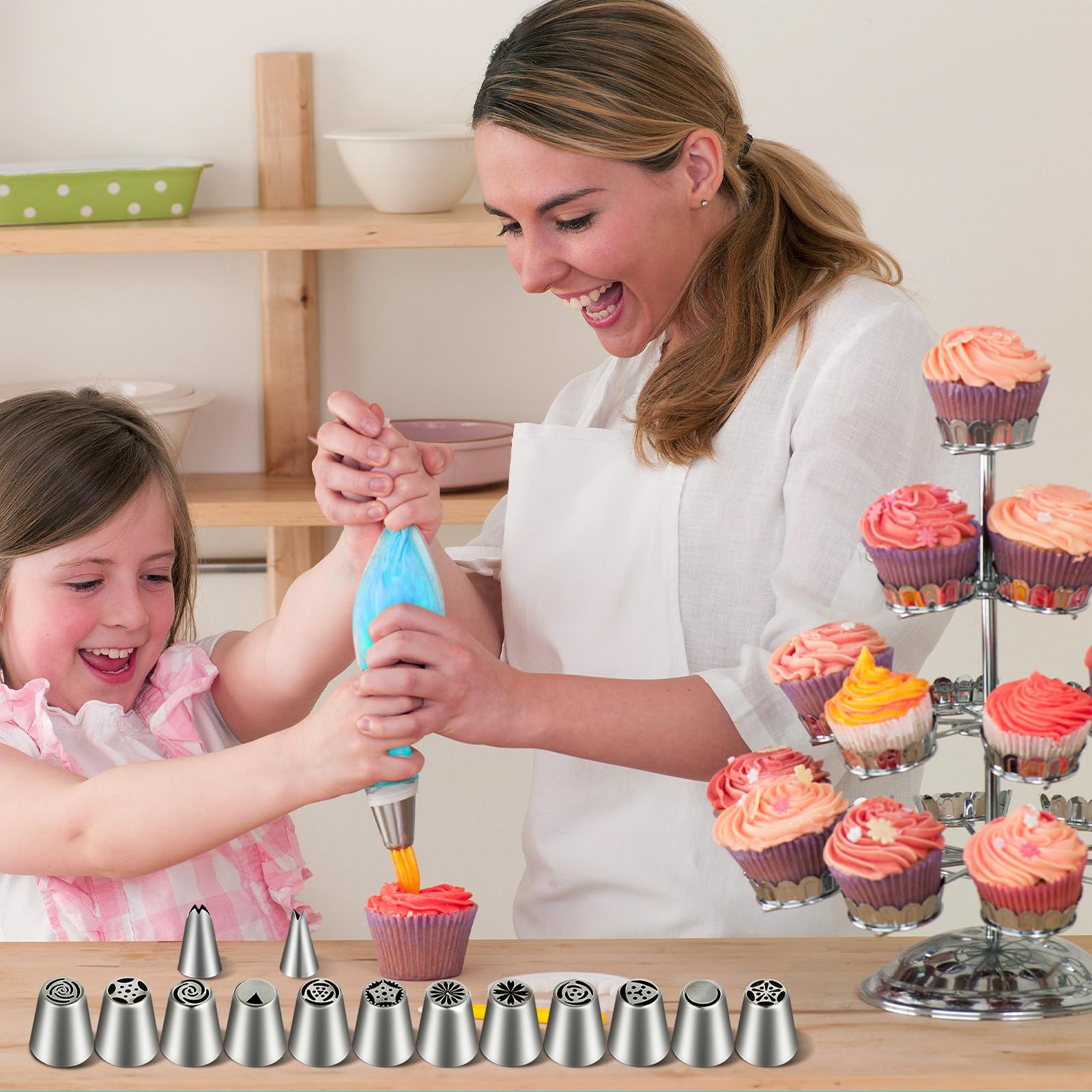 47 Decorazione Torte Russi Set - Punte Sac a Poche - Set di Punte per Tubazioni Russe - Kit per Torte - Set di Punte per Tubazioni Russe con Beccucci e Sacchetti Usa e Getta