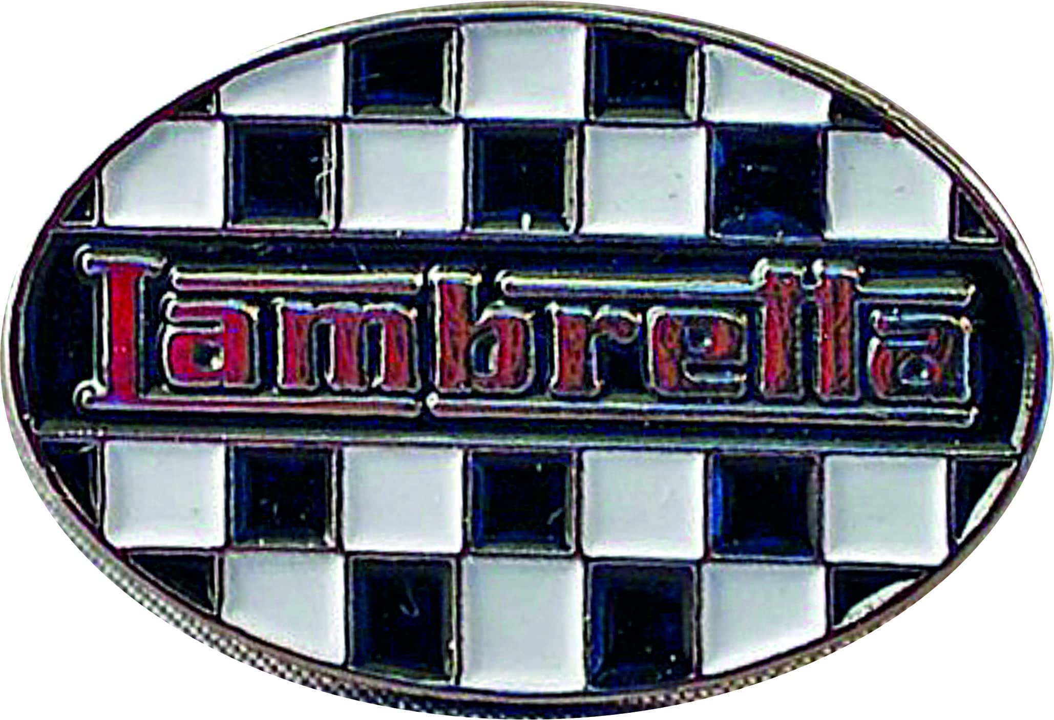 Metal Enamel Pin Badge Brooch Scooter Lambretta Checkered Oval