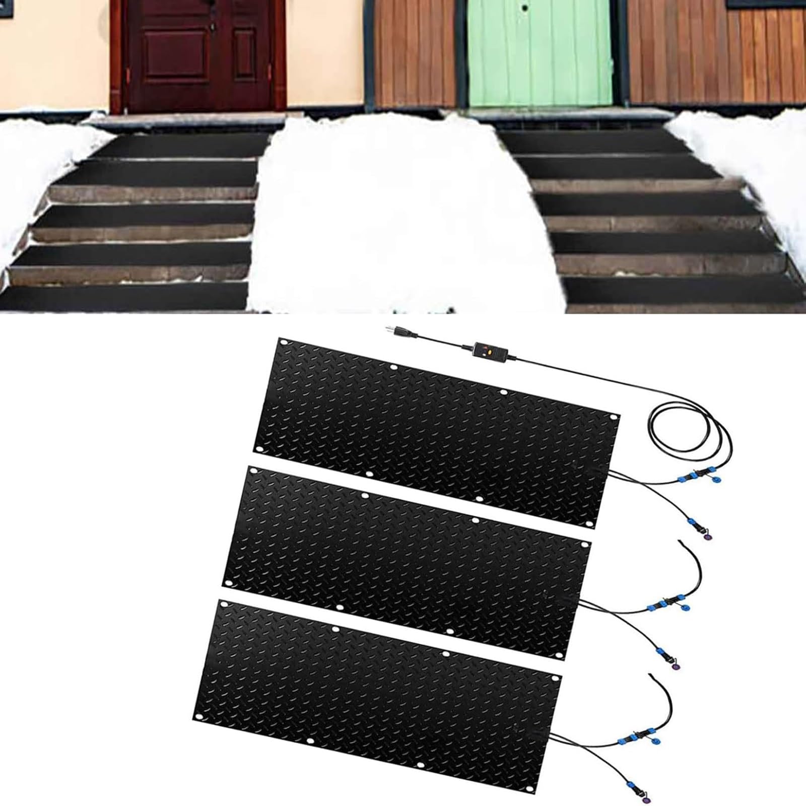Maty do topienia śniegu na chodnikach zewnętrznych - Elektryczne maty do odśnieżania podjazdów, wejść i ścieżek(25.4x76.2cmx3Pcs)