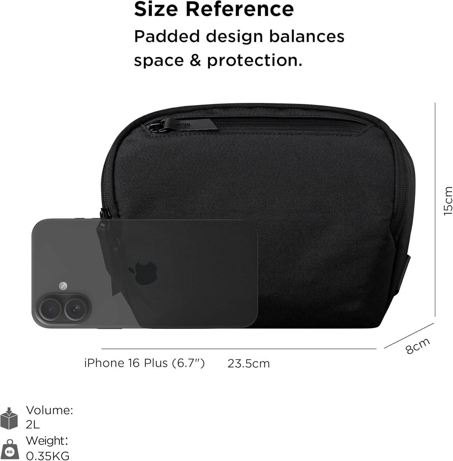 ALPAKA Vertex Pouch Mini 2L - EDC Sling Bag, Fits E-Readers and a Large Smart Phone or Small Essentials, Mens Crossbody Travel Bag, Weatherproof Black Axoflux 300D Fabric - Image 3