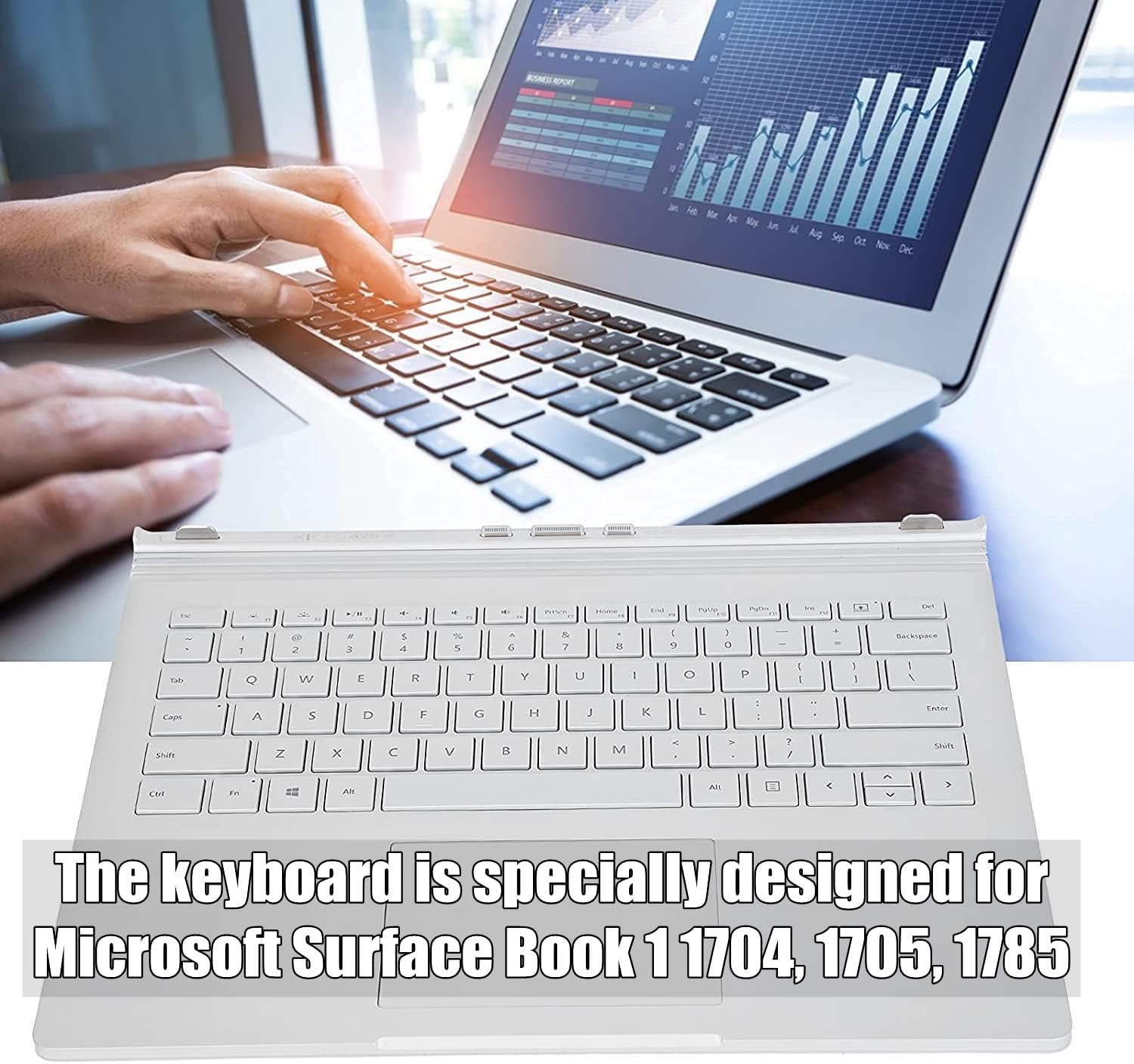 Diyeeni Keyboard for Surface Book, Portable Replacement Keyboard for Microsoft Book Base 1704 1705 1785, Multifunctional Full Key Keyboard, Comfortable Buttons