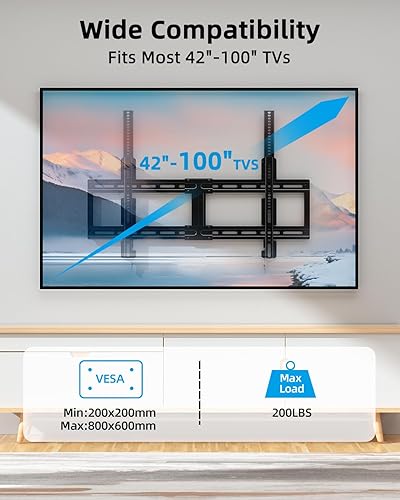 Miniatura 2 de HOME VISION Soporte de pared fijo ultradelgado para TV para pantallas planascurvas de 42-100 pulgadas, VESA máx. 31.496x23.622 in, capacidad de 200