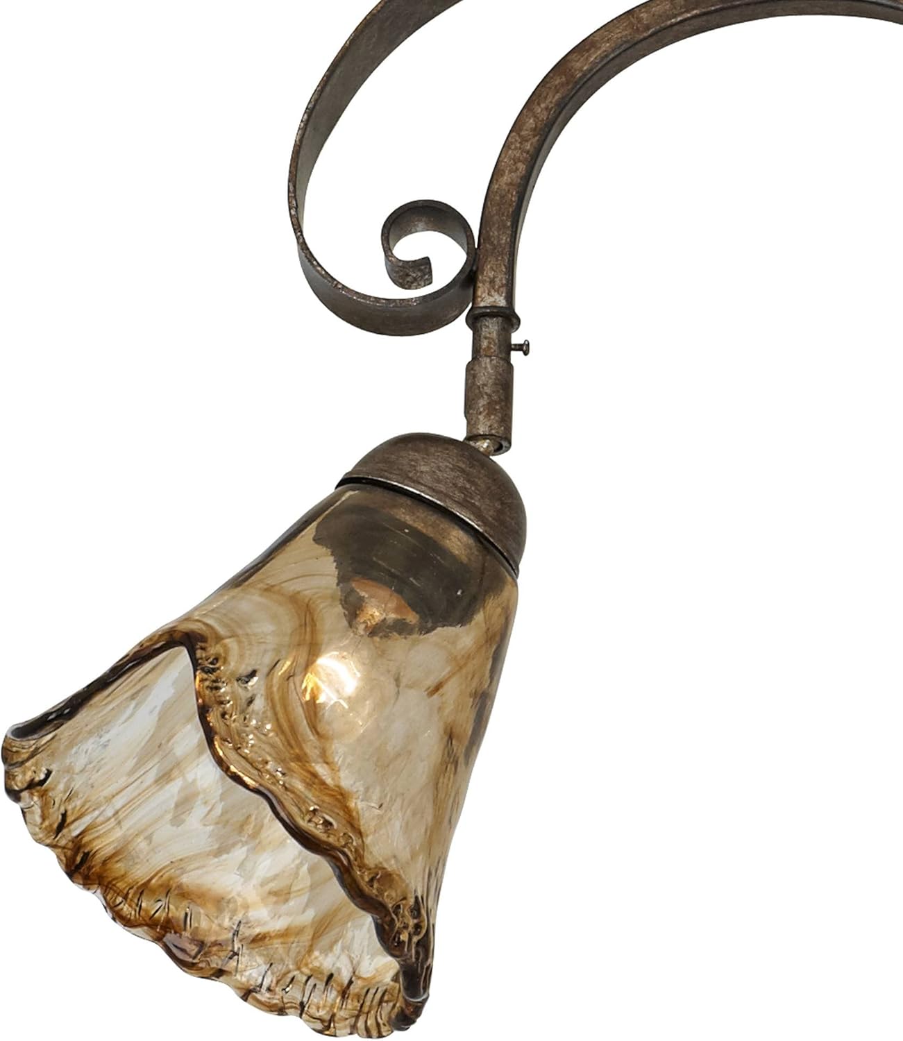 Pro Track 4-Head Ceiling Track Light Fixture Kit Adjustable Brown Bronze Finish Organic Amber Glass Western Transitional Kitchen Bathroom Living Room Dining Hallway Cottage Core Decor 41" Wide