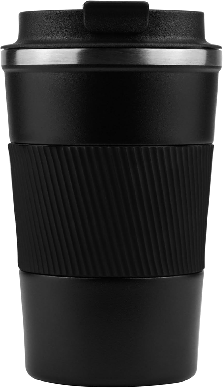 Coffee Mug 13 Oz Travel Coffee Mug Insulated Reusable Coffee Cups with Lids Spill Proof Reusable Stainless Steel Coffee For Hot and Iced Cold Drinks (Black) - Image 4