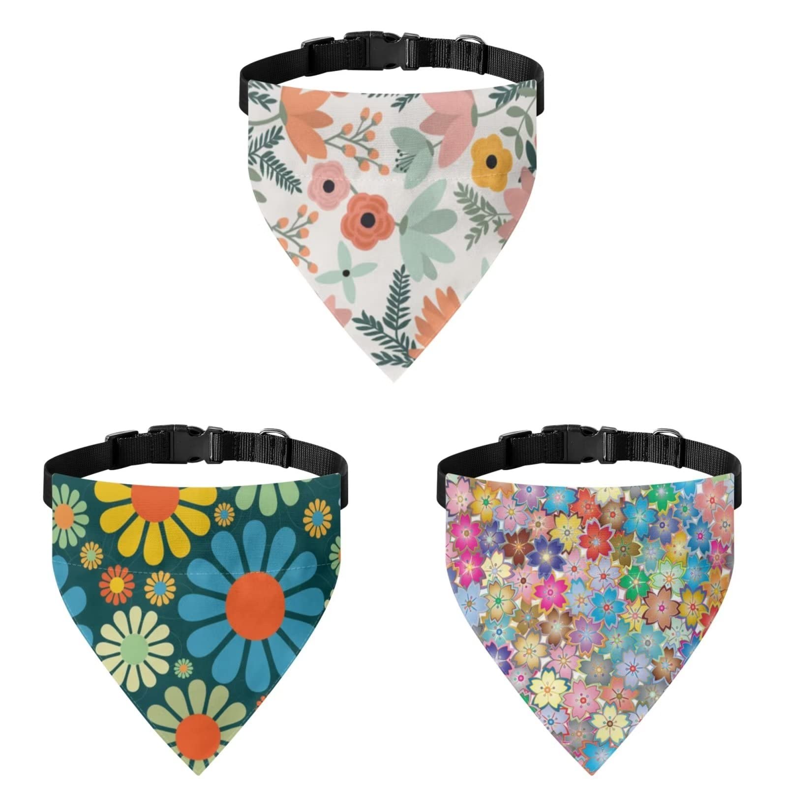 COEQINE Spring Flower Bandanas for Birthday Dogs Scarves Lightweight Durtable Washable Non Slip for Summer