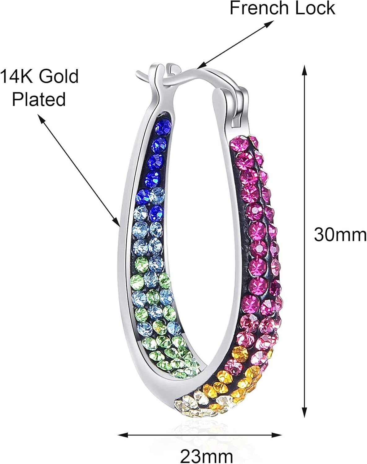 Savlano 14K White Gold Plated Inside Out Crystal Hoop Earrings For Women Comes With Savlano Gift Box - Image 3