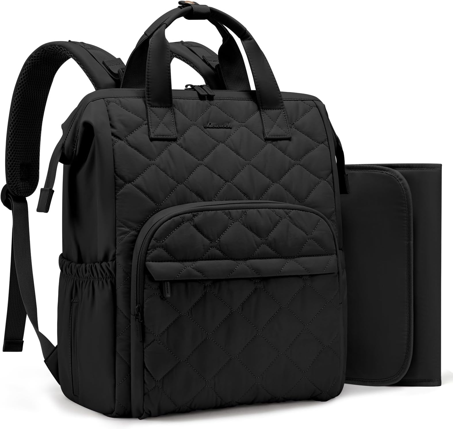 Diaper Bag Backpack, Large Baby Bag for Girl Boy with Changing Pad, Diaper Backpack for Mom Dad with Stroller Buckles, Black